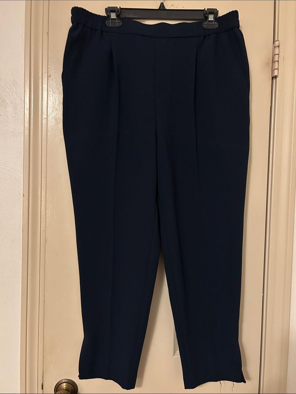 Anthropologie Navy Tapered Dress Pants